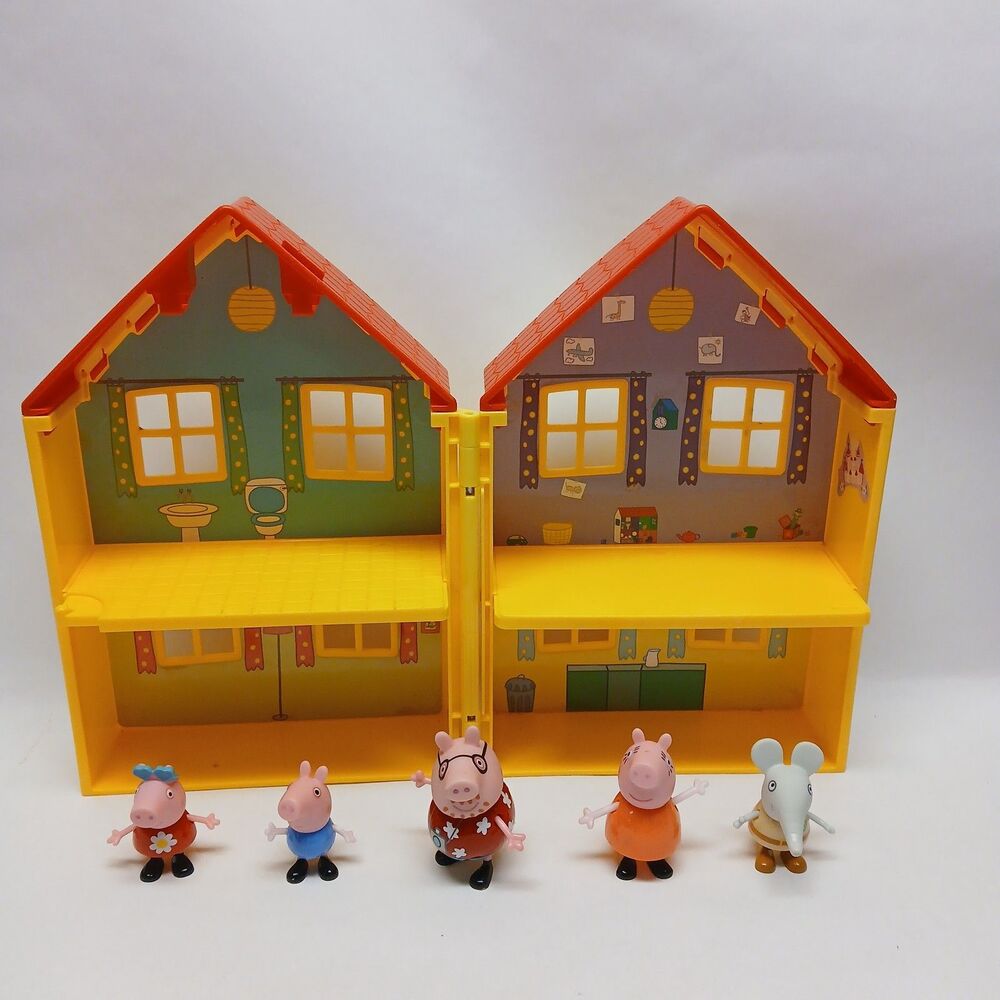 Peppa Pig Foldable Playhouse Dollhouse 5 Figures Daddy George Mummy Peppa Emily
